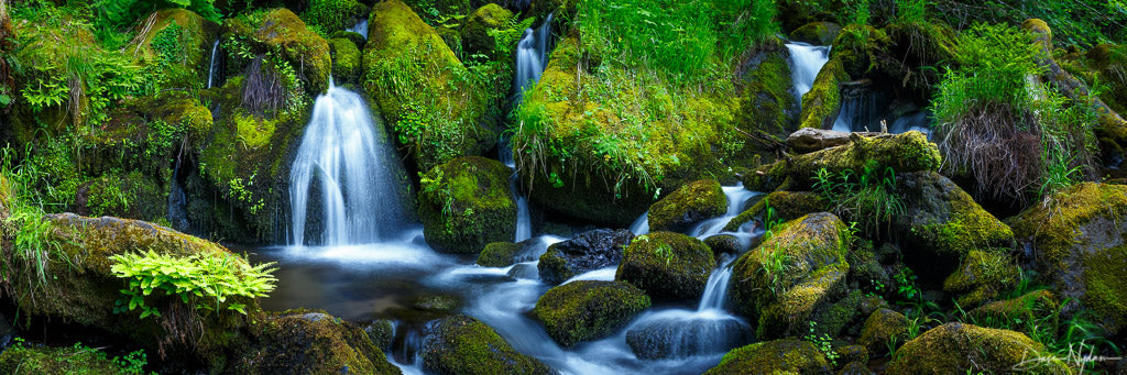 Waterfall Panorama with Creek Photograph as Fine Art Print