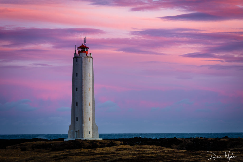 Coastal Lighthouse with Pink Sunset Photograph as Limited Edition Fine Art Print