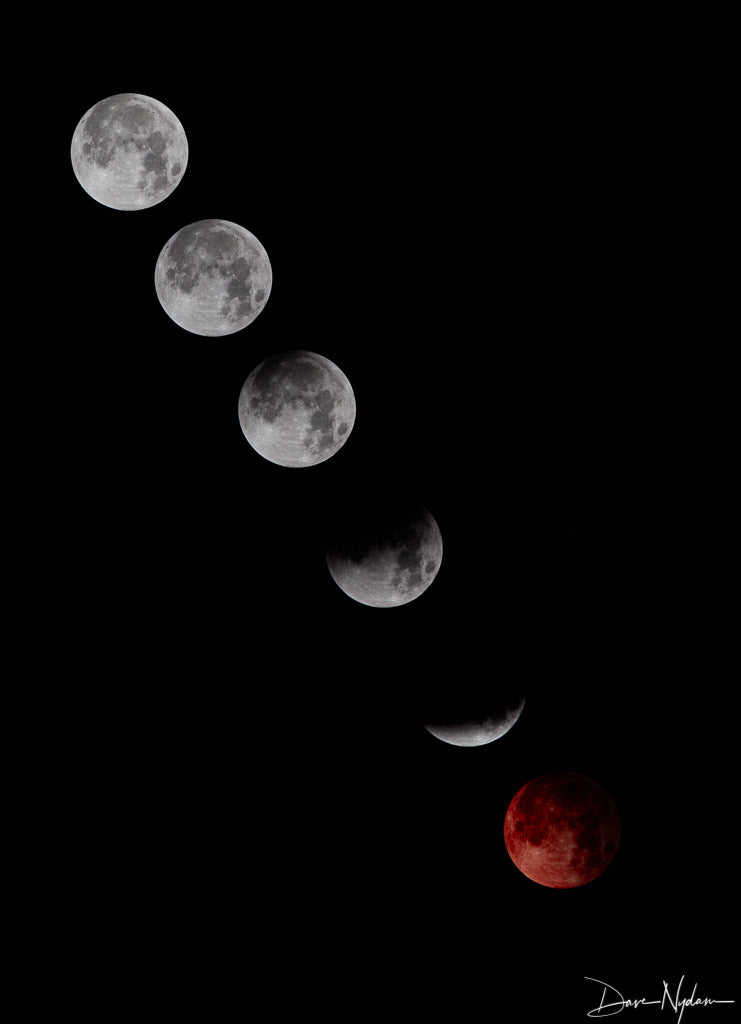 Lunar Eclipse Series with Red Moon as Fine Art Print