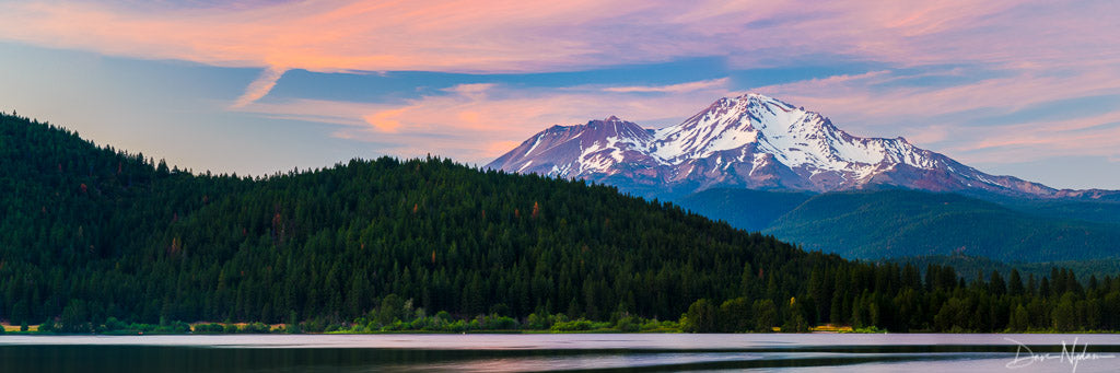 Mt Shasta Sunset Panorama Photograph as Fine Art Print