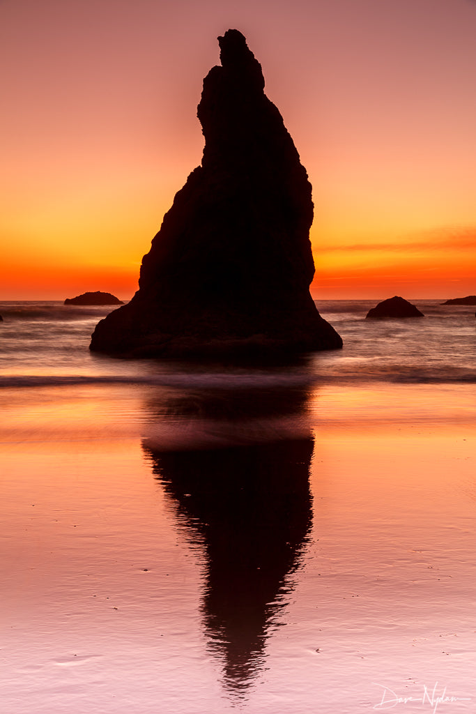 Sea Stack Orange Sunset Photograph as Limited Edition Fine Art Print