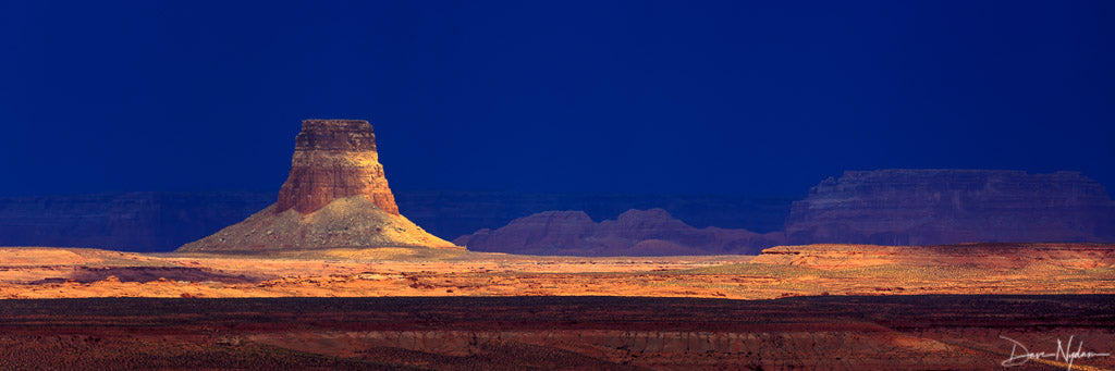 Desert Butte Sunlit with Impending Storm Photograph as Fine Art Print