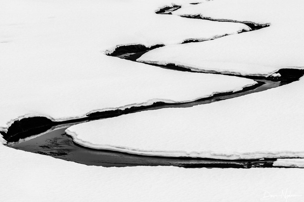 Winding River Through Snow Photograph as Fine Art Print