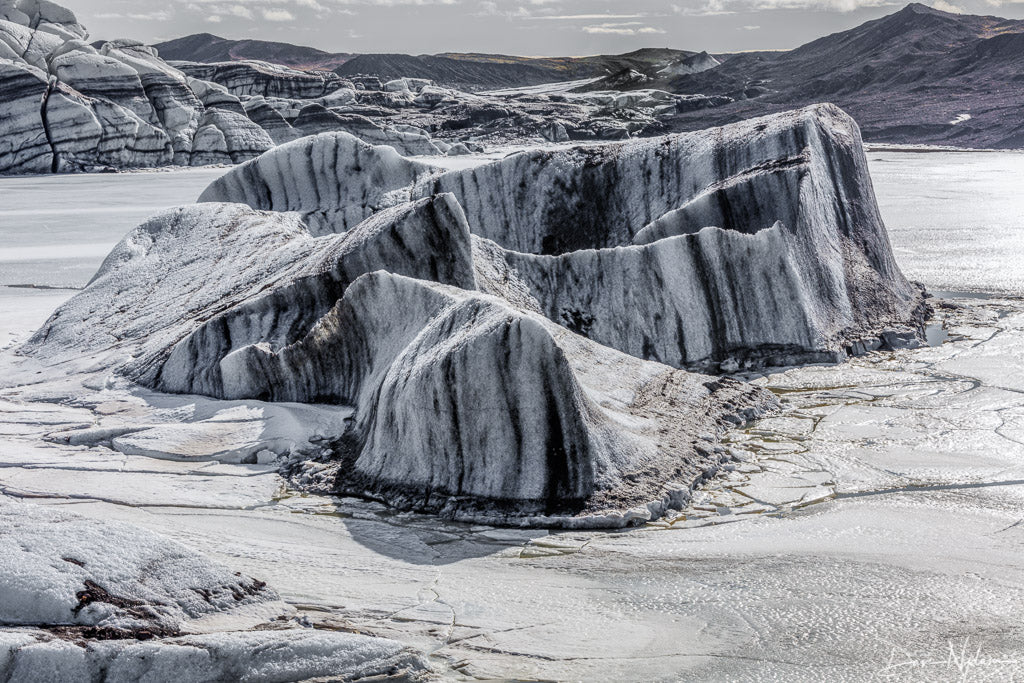 Black and White Striped Glacier Photograph as Fine Art Print