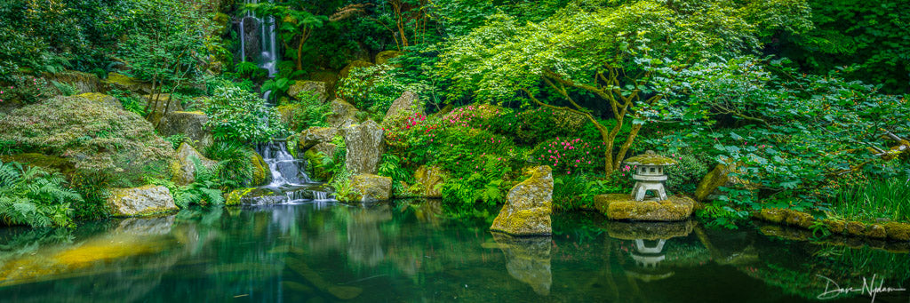 Japanese Garden with Pond and Waterfall Photograph as Limited Edition Fine Art Print