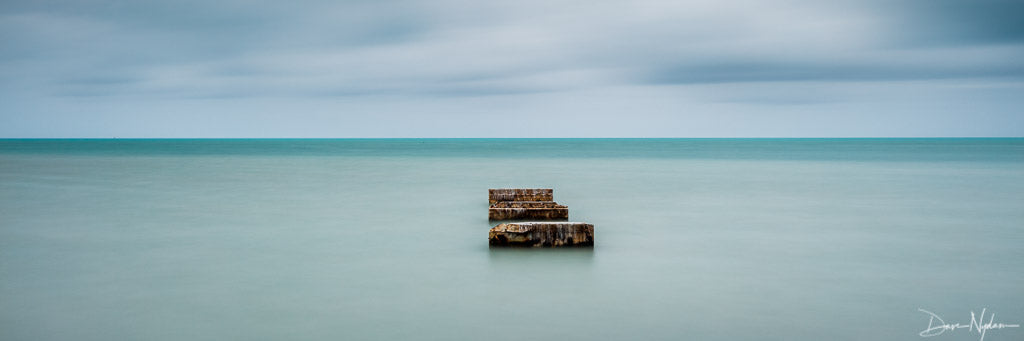 Pier Remnants in Ocean Panoramic Limited Edition Photograph as Fine Art Print